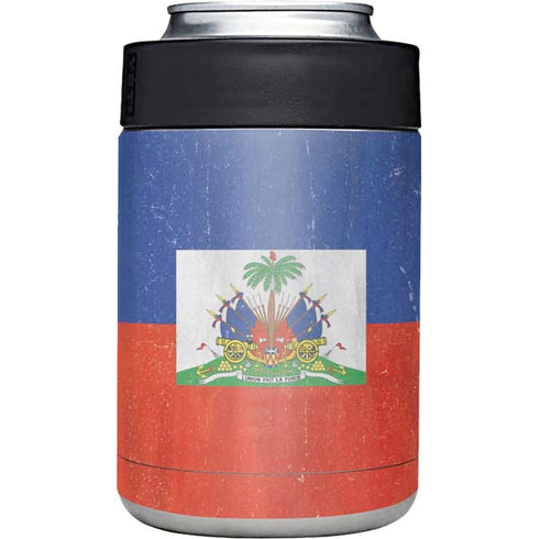 Haiti Flag Distressed Yeti Colster Can Insulator  Skin
