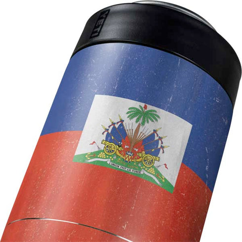 Haiti Flag Distressed Yeti Colster Can Insulator  Skin