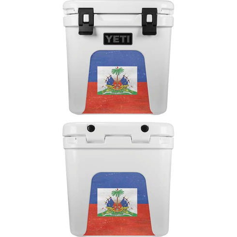 Haiti Flag Distressed YETI Roadie 24 Hard Cooler Skin