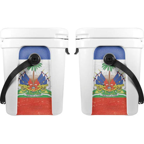 Haiti Flag Distressed YETI Roadie 24 Hard Cooler Skin