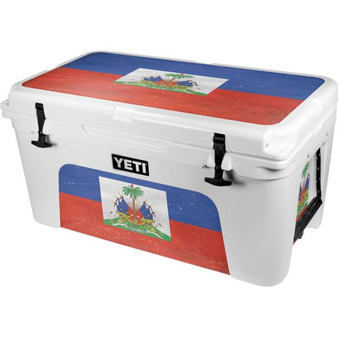 Haiti Flag Distressed YETI Tundra 65 Hard Cooler Skin