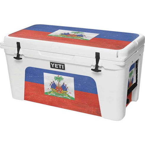 Haiti Flag Distressed YETI Tundra 75 Hard Cooler Skin