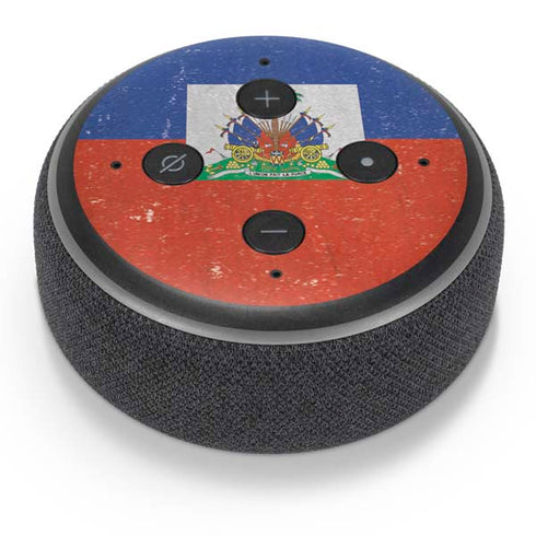 Haitian Flag Distressed Amazon Echo Dot Skin