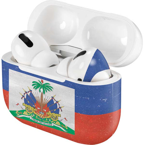 Haitian Flag Distressed Apple AirPods Pro Skin