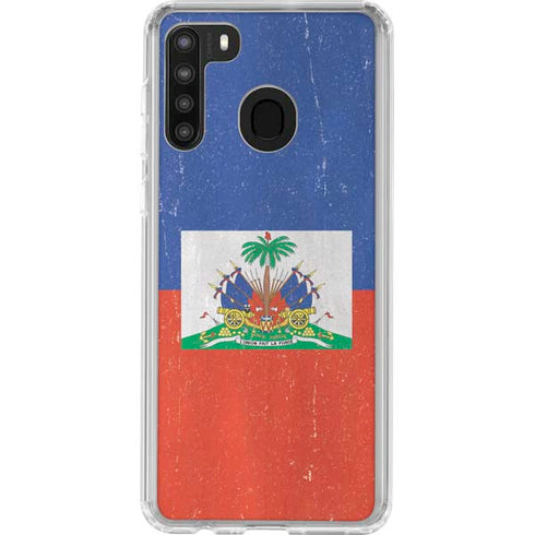 Haitian Flag Distressed Galaxy A21 Clear Case