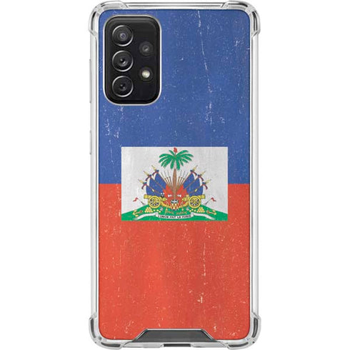 Haitian Flag Distressed Galaxy A72 5G Clear Case