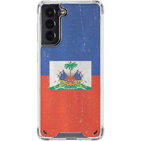Haitian Flag Distressed Galaxy S21 5G Clear Case