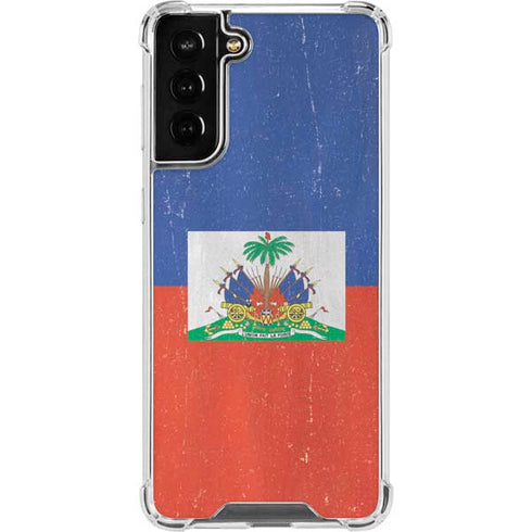 Haitian Flag Distressed Galaxy S21 FE Clear Case