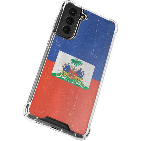 Haitian Flag Distressed Galaxy S21 FE Clear Case