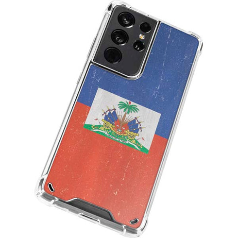 Haitian Flag Distressed Galaxy S21 Ultra 5G Clear Case