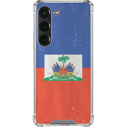 Haitian Flag Distressed Galaxy S23 Clear Case