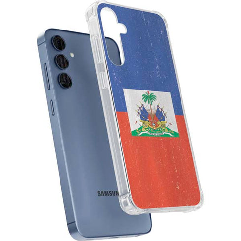 Haitian Flag Distressed Galaxy S24 Clear Case
