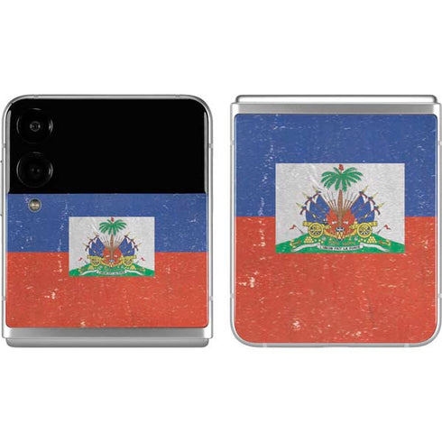 Haitian Flag Distressed Galaxy Z Flip4 5G Skin