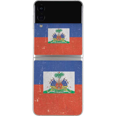 Haitian Flag Distressed Galaxy Z Flip4 5G Skin