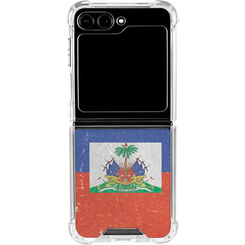 Haitian Flag Distressed Galaxy Z Flip5 5G Clear Case