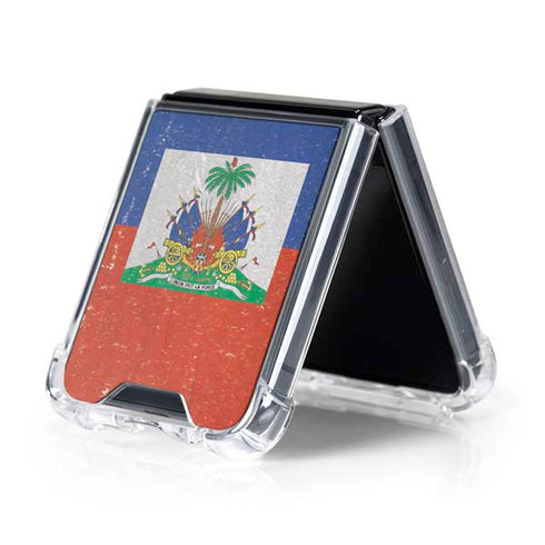 Haitian Flag Distressed Galaxy Z Flip5 5G Clear Case