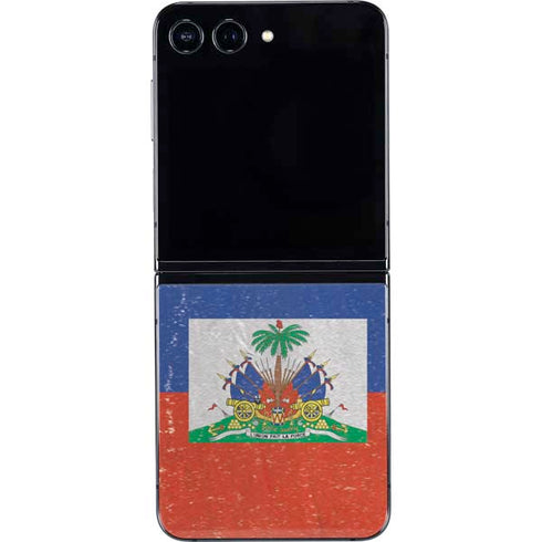 Haitian Flag Distressed Galaxy Z Flip5 5G Skin