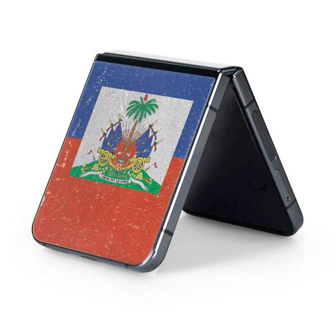 Haitian Flag Distressed Galaxy Z Flip5 5G Skin