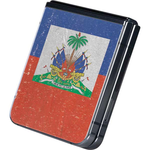 Haitian Flag Distressed Galaxy Z Flip5 5G Skin