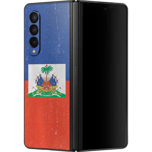 Haitian Flag Distressed Galaxy Z Fold3 5G Skin