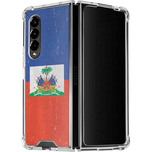 Haitian Flag Distressed Galaxy Z Fold4 5G Clear Case