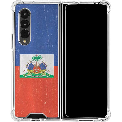 Haitian Flag Distressed Galaxy Z Fold4 5G Clear Case