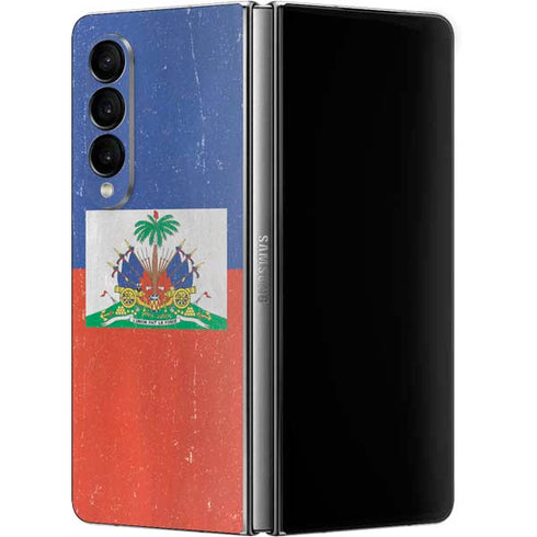 Haitian Flag Distressed Galaxy Z Fold4 5G Skin