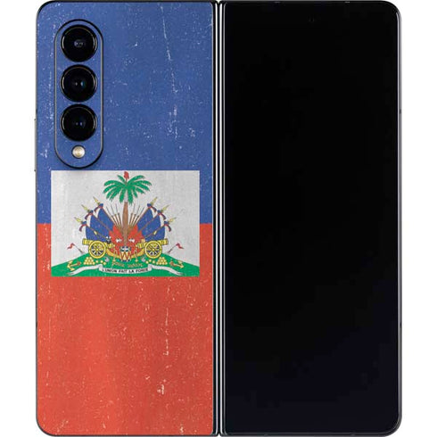 Haitian Flag Distressed Galaxy Z Fold4 5G Skin