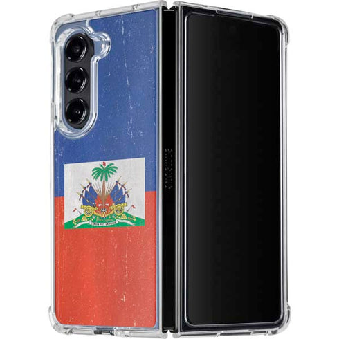 Haitian Flag Distressed Galaxy Z Fold5 5G Clear Case