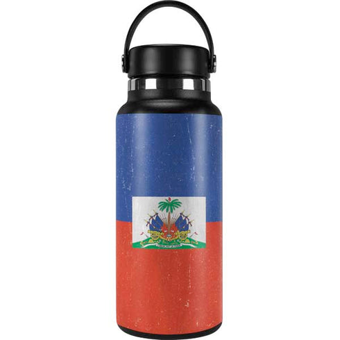 Haitian Flag Distressed Hydro Flask 32oz Wide Mouth Skin