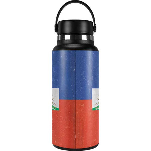 Haitian Flag Distressed Hydro Flask 32oz Wide Mouth Skin