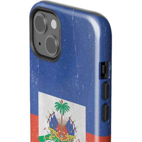 Haitian Flag Distressed iPhone 15 Plus Impact Case