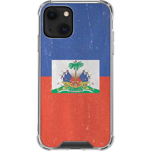 Haitian Flag Distressed iPhone 15 Plus Clear Case