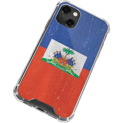 Haitian Flag Distressed iPhone 15 Plus Clear Case