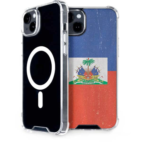 Haitian Flag Distressed iPhone 15 Plus MagSafe Case