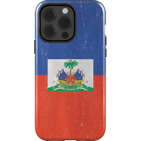 Haitian Flag Distressed iPhone 15 Pro Impact Case
