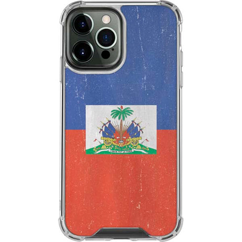 Haitian Flag Distressed iPhone 14 Pro Max Clear Case