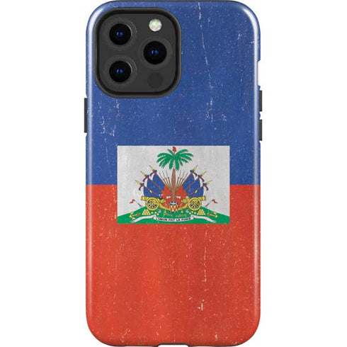 Haitian Flag Distressed iPhone 15 Pro Max Impact Case