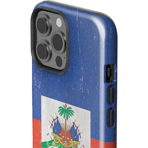 Haitian Flag Distressed iPhone 14 Pro Max Impact Case