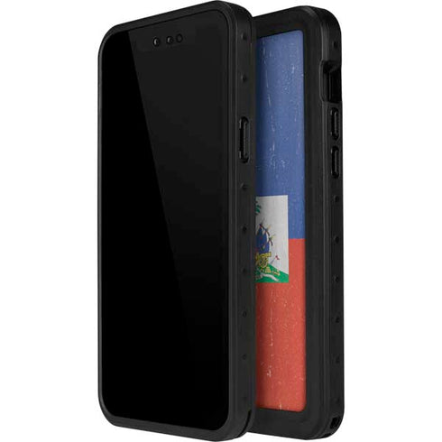 Haitian Flag Distressed iPhone 14 Pro Max Waterproof Case