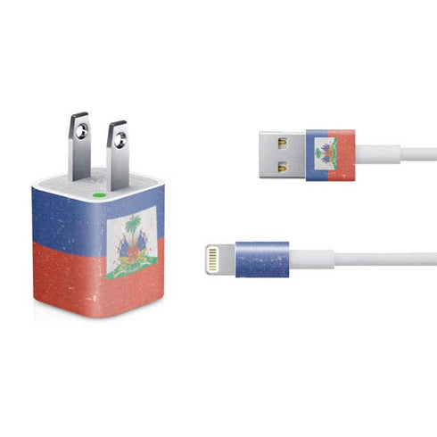 Haitian Flag Distressed iPhone Charger (5W USB) Skin