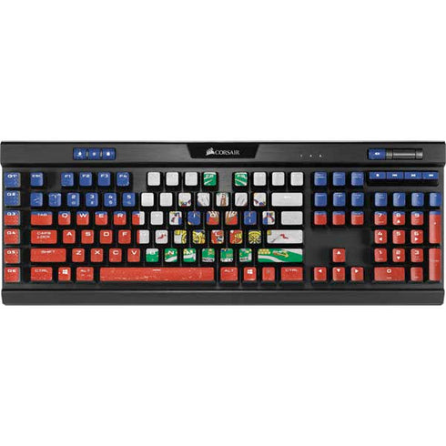 Haitian Flag Distressed K95 RGB PLATINUM Mechanical Gaming Keyboard Skin