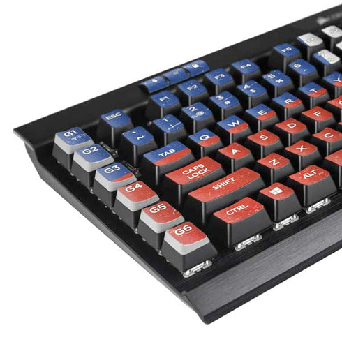 Haitian Flag Distressed K95 RGB PLATINUM Mechanical Gaming Keyboard Skin