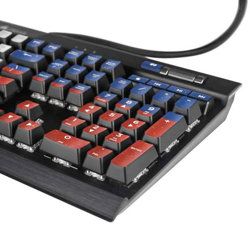 Haitian Flag Distressed K95 RGB PLATINUM Mechanical Gaming Keyboard Skin