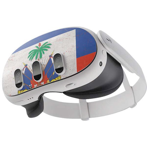 Haitian Flag Distressed Meta Quest 3 Skin