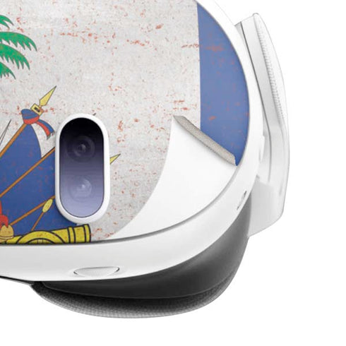 Haitian Flag Distressed Meta Quest 3 Skin