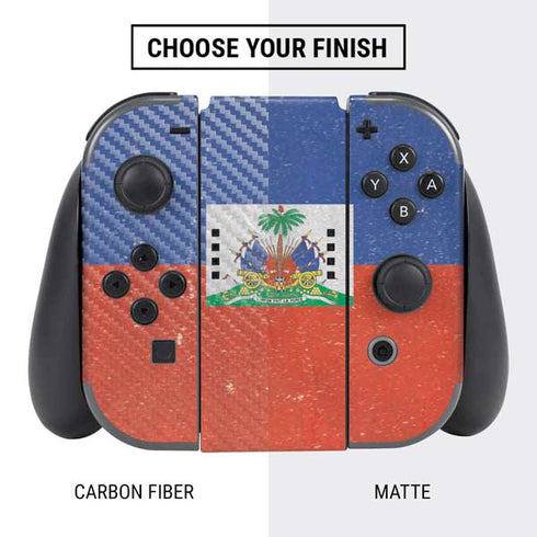 Haitian Flag Distressed Nintendo Switch Bundle Skin
