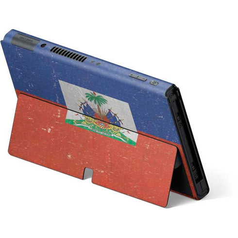 Haitian Flag Distressed Nintendo Switch OLED (2021) Skin