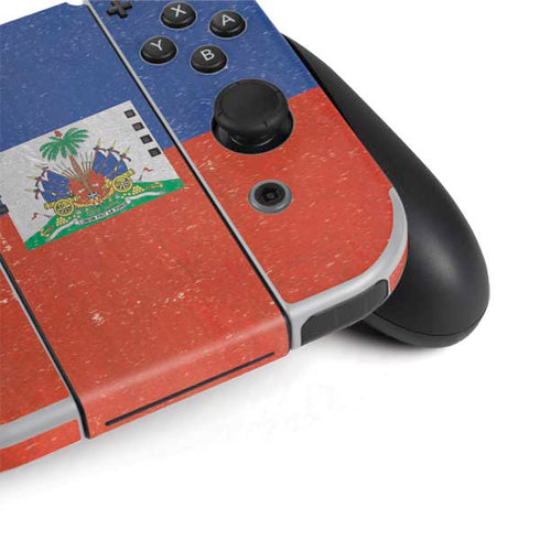 Haitian Flag Distressed Nintendo Switch OLED (2021) Skin