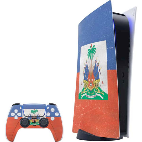 Haitian Flag Distressed PS5 Digital Edition Bundle Skin